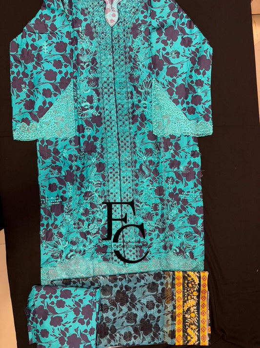 Woska by ijaz brand 3 piece stitch lawn Embroidery & Prient  summer collection of Premium style with comfort