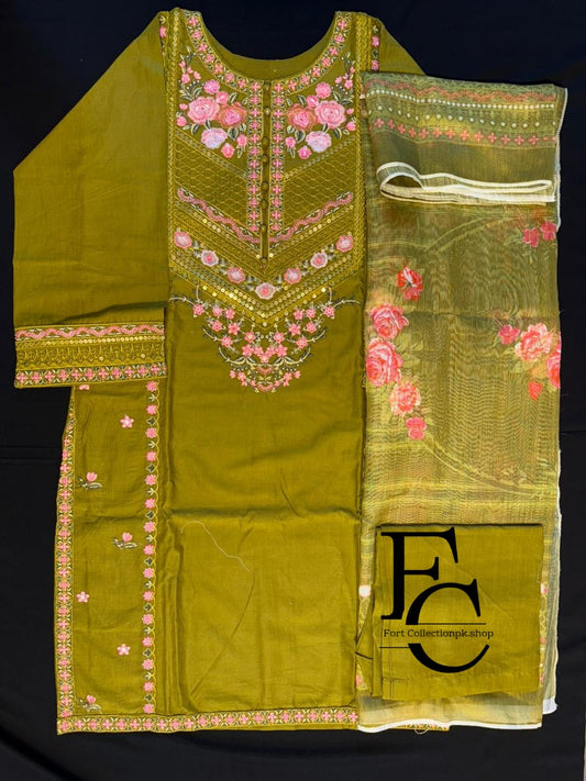 Woska by ijaz brand 3 piece stitch lawn summer collection of Premium style with comfort