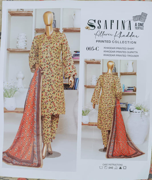 Safina 3 Piece Khaddar Collection – Warmth Meets Elegance