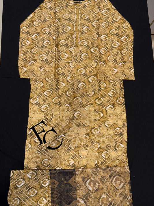 Woska by ijaz brand 3 piece stitch lawn Embroidery & Prient summer collection of Premium style with comfort